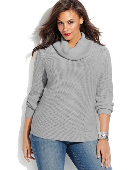 michael michael kors waffle cowl neck sweater pearl heather